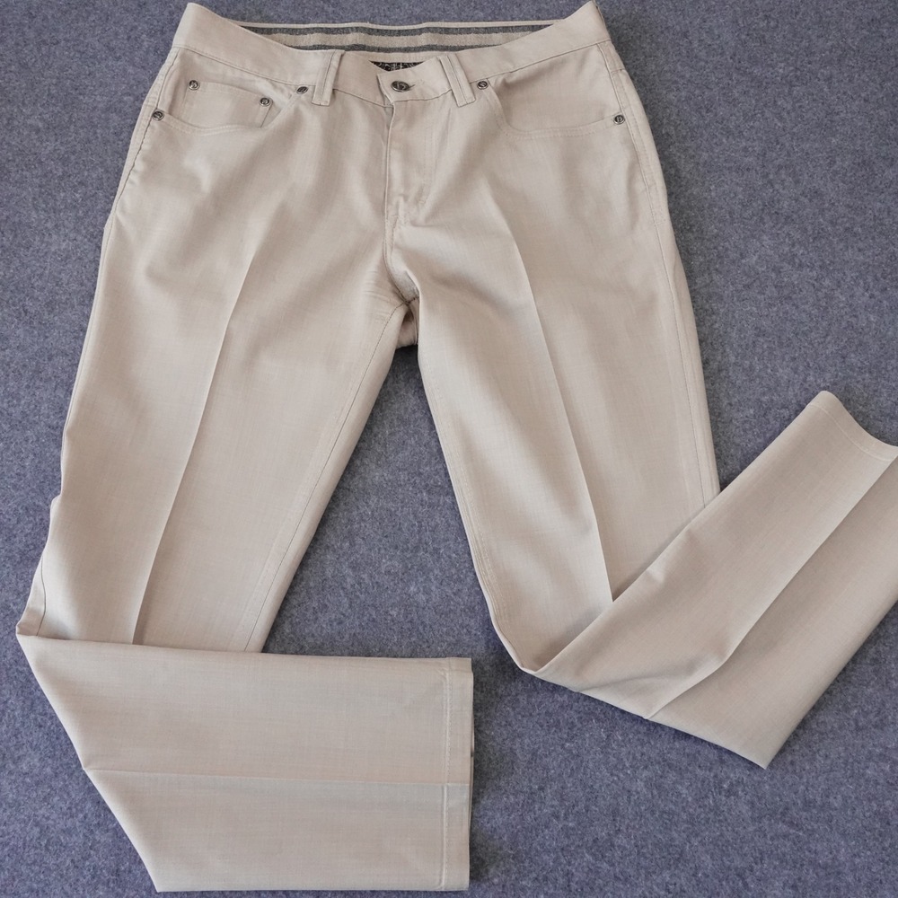 Hiltl Perfetto Seth Mens Tan Beige Straight Leg Trousers Pants 30/27
